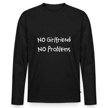 No Girlfriend No Problems - T-shirt manches longues Premium bio Homme - noir - Devant - Nico (187cm)