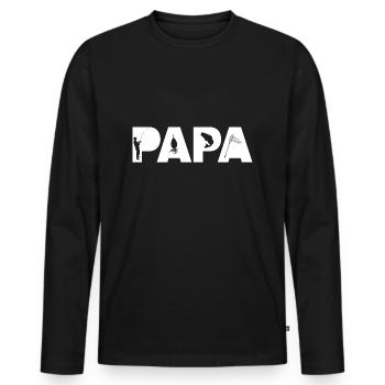 papa pêcheur - T-shirt manches longues Premium bio Homme - noir - Devant - Nico (187cm)