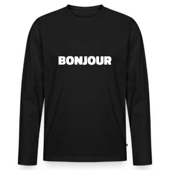 bonjour - T-shirt manches longues Premium bio Homme - noir - Devant - Nico (187cm)