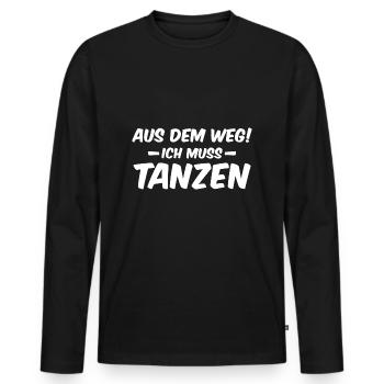 DE LA FAÇON! Je DOIS DANCE Festival Party Shirt - T-shirt manches longues Premium bio Homme - noir - Devant - Nico (187cm)