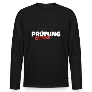 pass an exam - Men's Premium Organic Long Sleeve Shirt - black - Front - Nico (187cm)