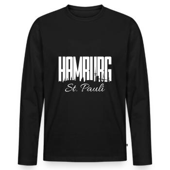 HAMBURG ST. PAULI - Männer Premium Bio Langarmshirt - Schwarz - Vorne - Nico (187cm)