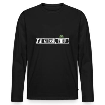 J'ai glissé chef - film parodie - T-shirt manches longues Premium bio Homme - noir - Devant - Nico (187cm)