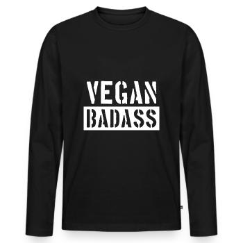 VEGAN BADASS VEGANER - T-shirt manches longues Premium bio Homme - noir - Devant - Nico (187cm)