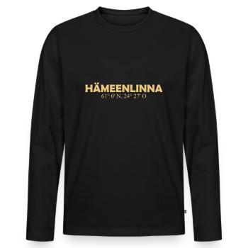 Hämeenlinna Finlande Coordonnées Longitude Latitude - T-shirt manches longues Premium bio Homme - noir - Devant - Nico (187cm)
