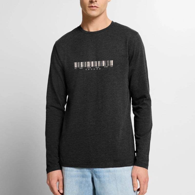 Code Strichcode Barcode Zahlen Einkauf Scan Männer Premium Bio Langarmshirt