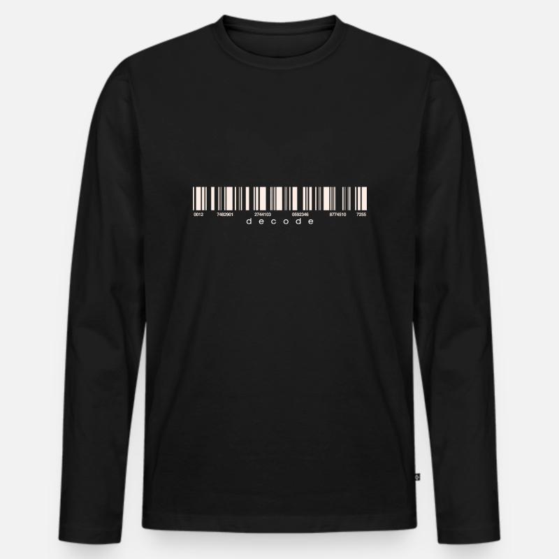 Code Strichcode Barcode Zahlen Einkauf Scan Männer Premium Bio Langarmshirt