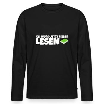 Je préférerais lire maintenant - T-shirt manches longues Premium bio Homme - noir - Devant - Nico (187cm)