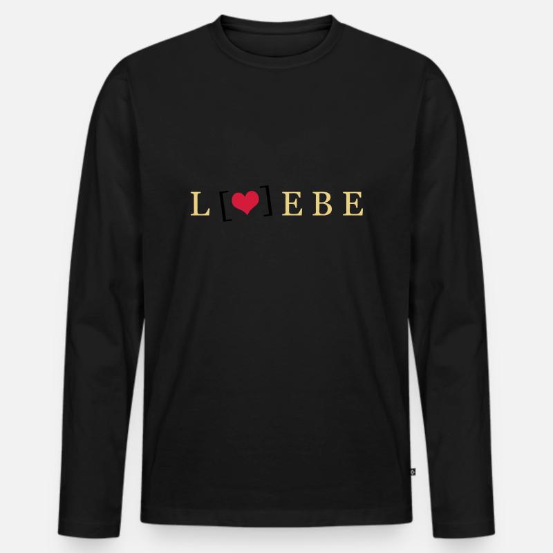 Liebe / Lebe - Männer Premium Bio Langarmshirt - Schwarz