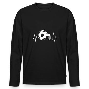 Football and beer heartbeat pulse motif - Men's Premium Organic Long Sleeve Shirt - black - Front - Nico (187cm)
