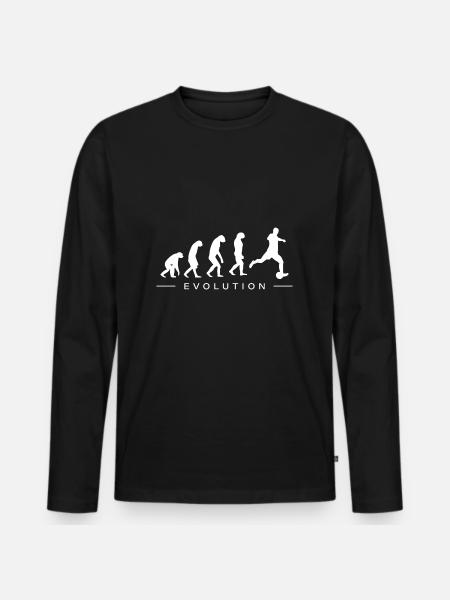 Fußballspieler Fußball Evolution - Männer Premium Bio Langarmshirt - Schwarz