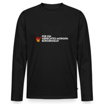Bürgergeld-für ein gerechtes Morgen - Männer Premium Bio Langarmshirt - Schwarz - Vorne - Nico (187cm)