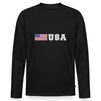 ÉQUIPE États-Unis Drapeau américain devant la police de caractères - T-shirt manches longues Premium bio Homme - noir - Devant - Nico (187cm)
