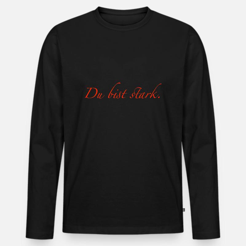 du bist stark - Männer Premium Bio Langarmshirt - Schwarz