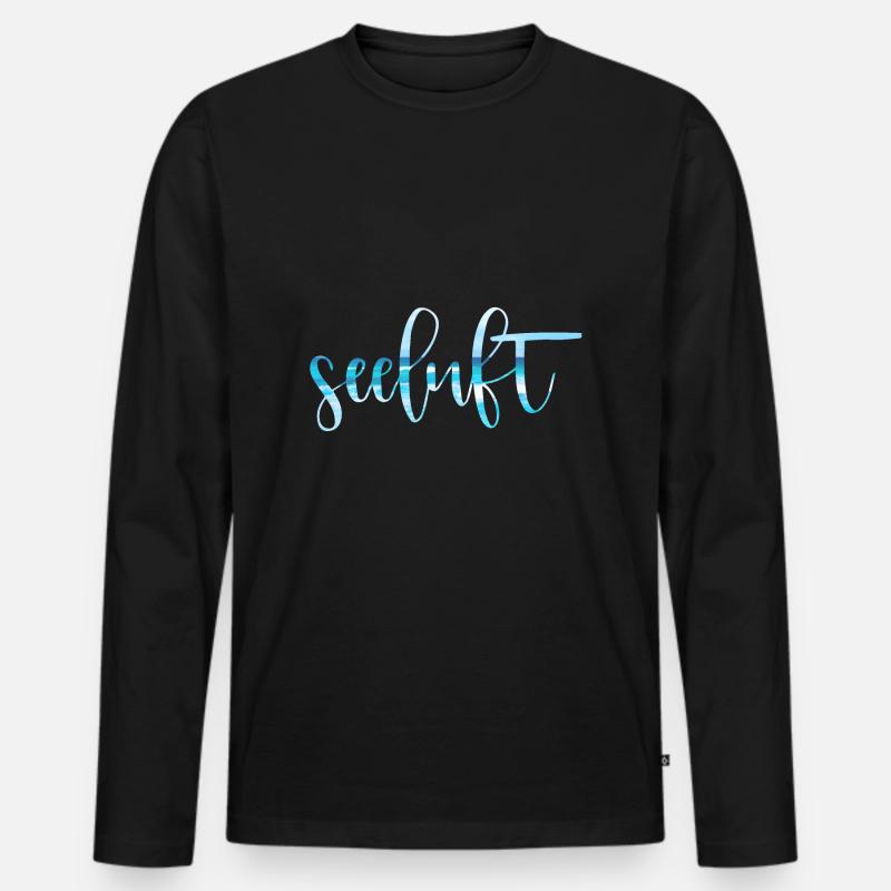 Seeluft Typografie - Männer Premium Bio Langarmshirt - Schwarz