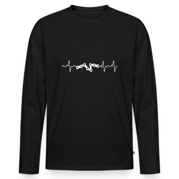 Bicycle Chain Heartbeat Bicycle - Men's Premium Organic Long Sleeve Shirt - black - Front - Nico (187cm)