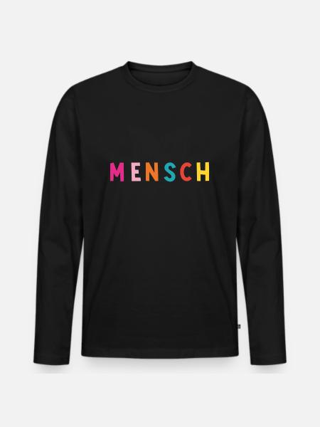 Shirt Mensch - Männer Premium Bio Langarmshirt - Schwarz