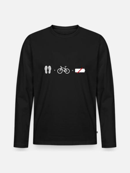 Wer ein Fahrrad hat brauch kein Akku - Männer Premium Bio Langarmshirt - Schwarz