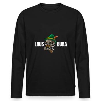 Lausbua Lederhosen - Männer Premium Bio Langarmshirt - Schwarz - Vorne - Nico (187cm)