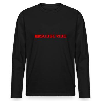 Subscribe! YouTube, internet, funny sayings, fun - Men's Premium Organic Long Sleeve Shirt - black - Front - Nico (187cm)