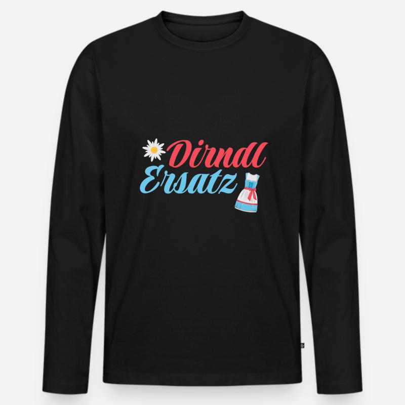 Dirndl Ersatz - Männer Premium Bio Langarmshirt - Schwarz