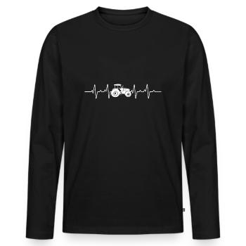Tractor Heartbeat Retro Farmer Vintage - Men's Premium Organic Long Sleeve Shirt - black - Front - Nico (187cm)
