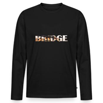 BRIDGE - Männer Premium Bio Langarmshirt - Schwarz - Vorne - Nico (187cm)