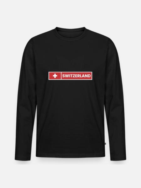 Switzerland National Flag - Men's Premium Organic Long Sleeve Shirt - black