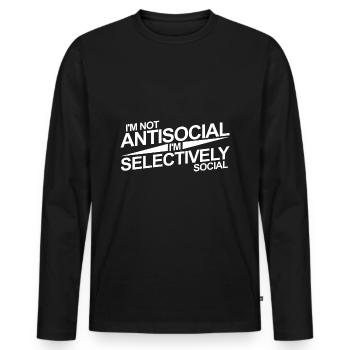 Anti nerd nerd geek cadeau amis relation - T-shirt manches longues Premium bio Homme - noir - Devant - Nico (187cm)