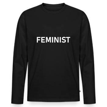 Feminist - Männer Premium Bio Langarmshirt - Schwarz - Vorne - Nico (187cm)