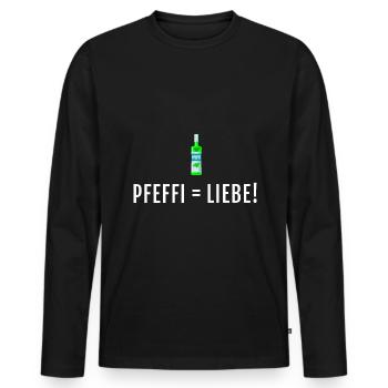 Pfefferminz Likör Pfeffi Vatertag Sauf - Männer Premium Bio Langarmshirt - Schwarz - Vorne - Nico (187cm)