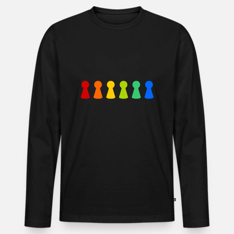 bunte Spielfiguren - Männer Premium Bio Langarmshirt - Schwarz