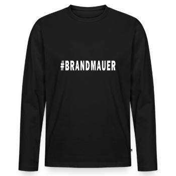 Brandmauer weiße Schrift - Männer Premium Bio Langarmshirt - Schwarz - Vorne - Nico (187cm)
