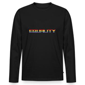 equality lettering rainbow black shirt - Men's Premium Organic Long Sleeve Shirt - black - Front - Nico (187cm)
