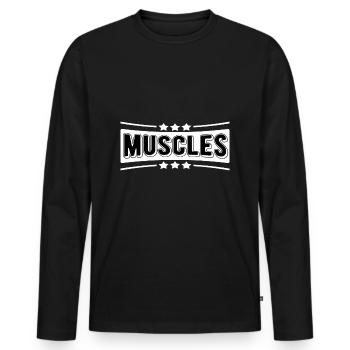 Muscles sportifs - T-shirt manches longues Premium bio Homme - noir - Devant - Nico (187cm)