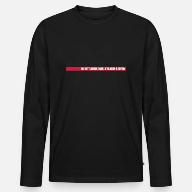 not antisocial anti stupid - Männer Premium Bio Langarmshirt - Schwarz