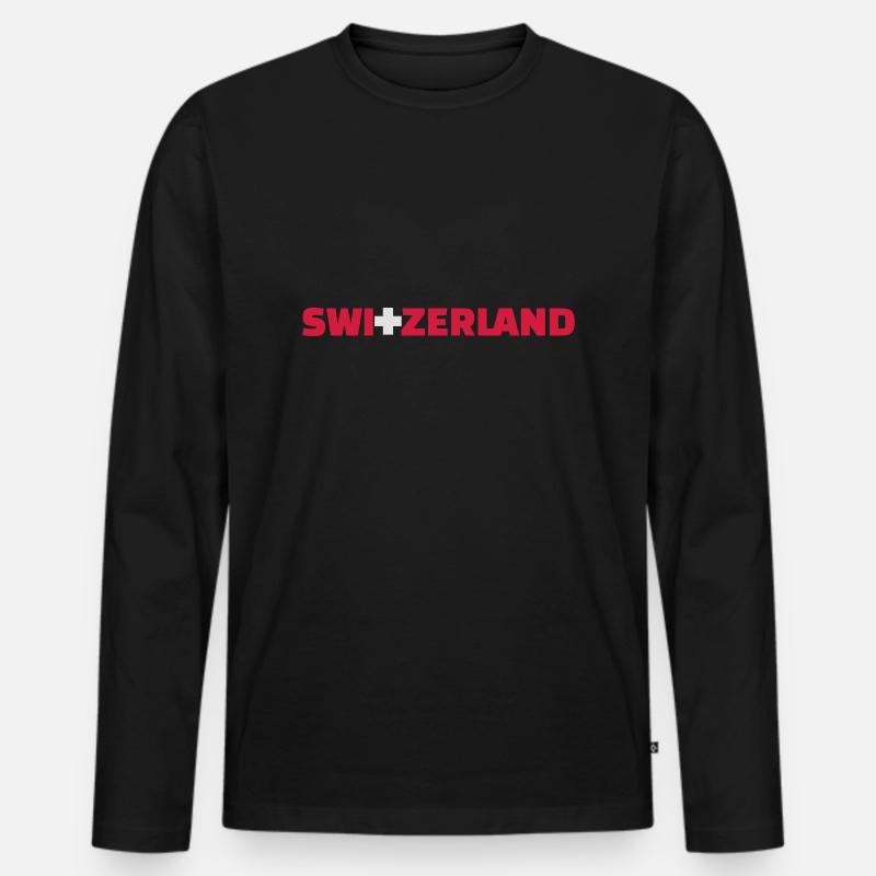 Schweiz - Männer Premium Bio Langarmshirt - Schwarz