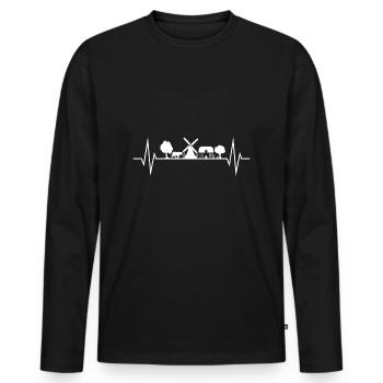 Village child village heartbeat pulse motif - Men's Premium Organic Long Sleeve Shirt - black - Front - Nico (187cm)