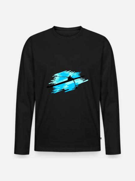 Roeien 1er, Een roeiman - Mannen Premium Bio shirt met lange mouwen - zwart