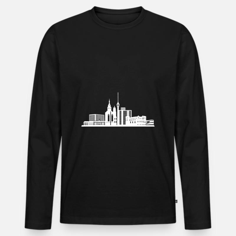 Stuttgart Skyline - Männer Premium Bio Langarmshirt - Schwarz
