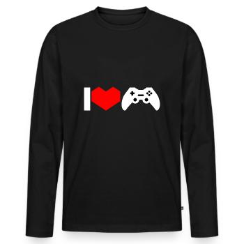 J'adore les jeux - T-shirt manches longues Premium bio Homme - noir - Devant - Nico (187cm)