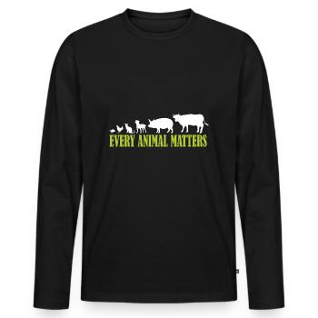Tierfreund Spruch Every Animal matters - Männer Premium Bio Langarmshirt - Schwarz - Vorne - Nico (187cm)