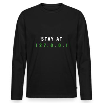 rester à la maison nerd en disant 127.0.0.1 - T-shirt manches longues Premium bio Homme - noir - Devant - Nico (187cm)