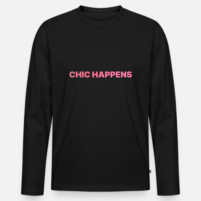 CHIC HAPPENS ROSA - Männer Premium Bio Langarmshirt - Schwarz