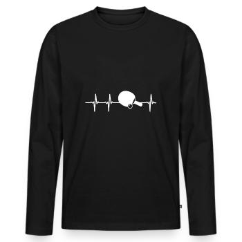 Tennis de table dans ma chemise de battement de coeur - T-shirt manches longues Premium bio Homme - noir - Devant - Nico (187cm)