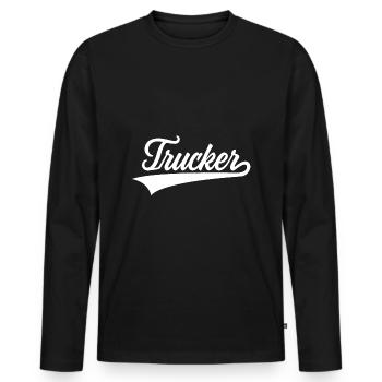 TRUCK DRIVER TRUCKER - Men's Premium Organic Long Sleeve Shirt - black - Front - Nico (187cm)