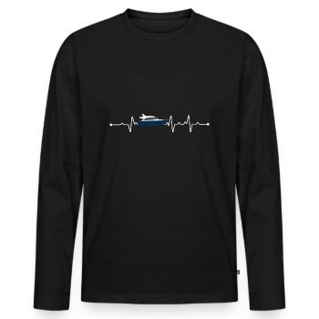Boot Yacht Herzschlag Kapitän - Männer Premium Bio Langarmshirt - Schwarz - Vorne - Nico (187cm)
