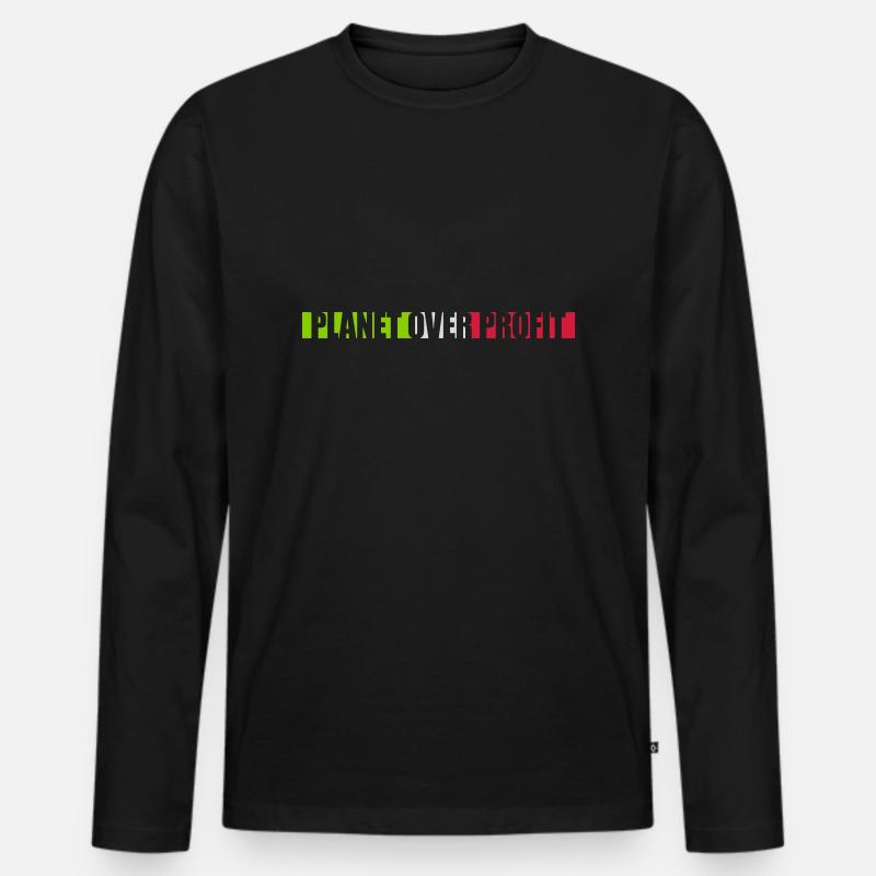 planet over profit Zitat - Männer Premium Bio Langarmshirt - Schwarz