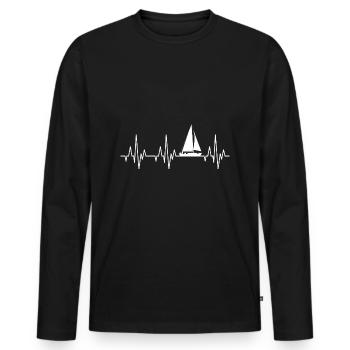 Heartbeat ECG sailing sailboat sailing ship - Men's Premium Organic Long Sleeve Shirt - black - Front - Nico (187cm)