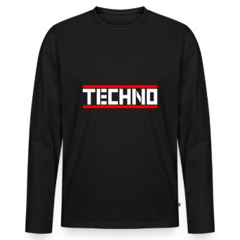 Techno - T-shirt manches longues Premium bio Homme - noir - Devant - Nico (187cm)